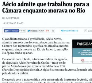 FOLHA: diz que Aécio admitiu que trabalhava na Câmara, em Brasília, no gabinete do pai e morava no Rio, no Leblon – Ele disse que não tinha nada demais aecio morava no rio